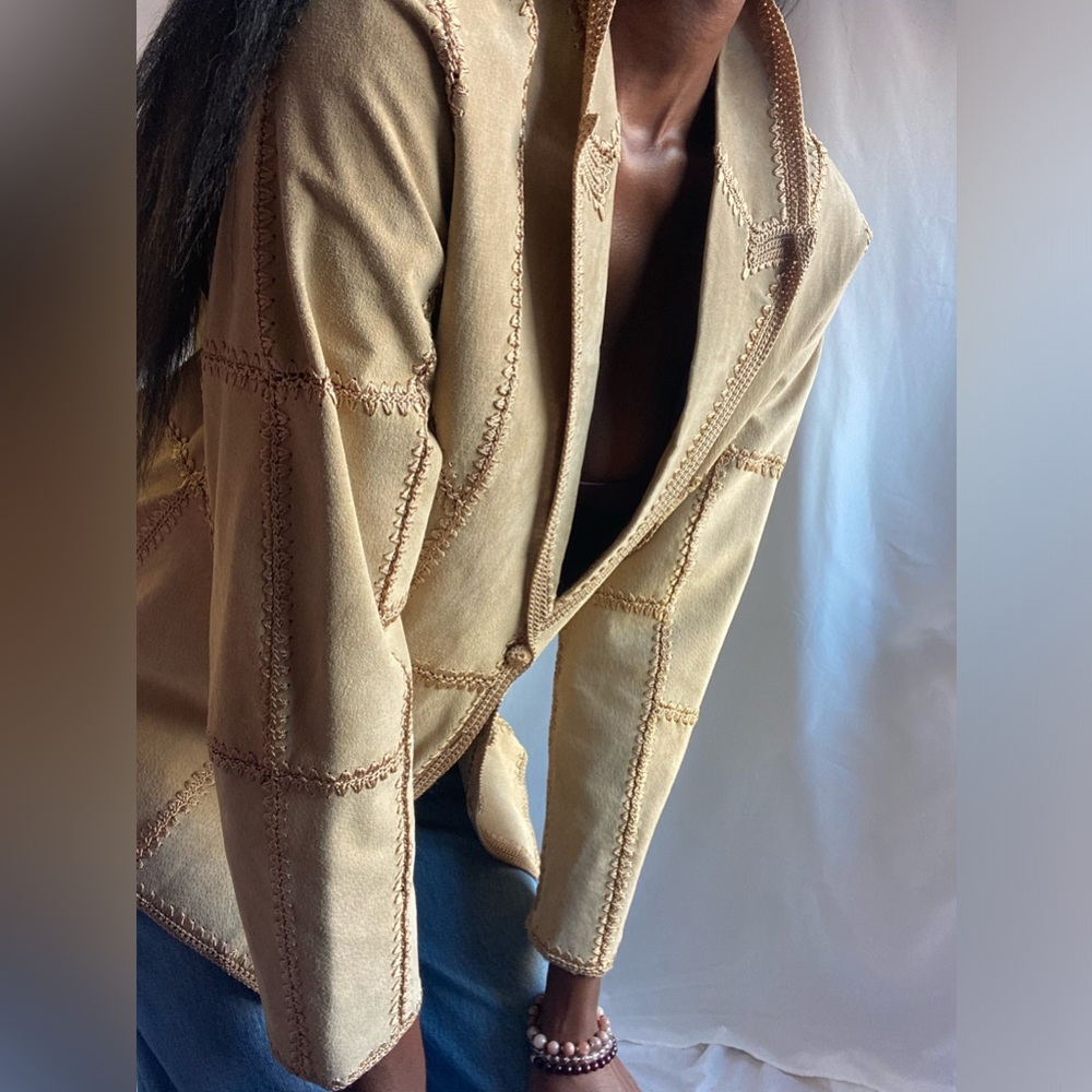 Beige leather patchwork jacket - Picture 13 of 13